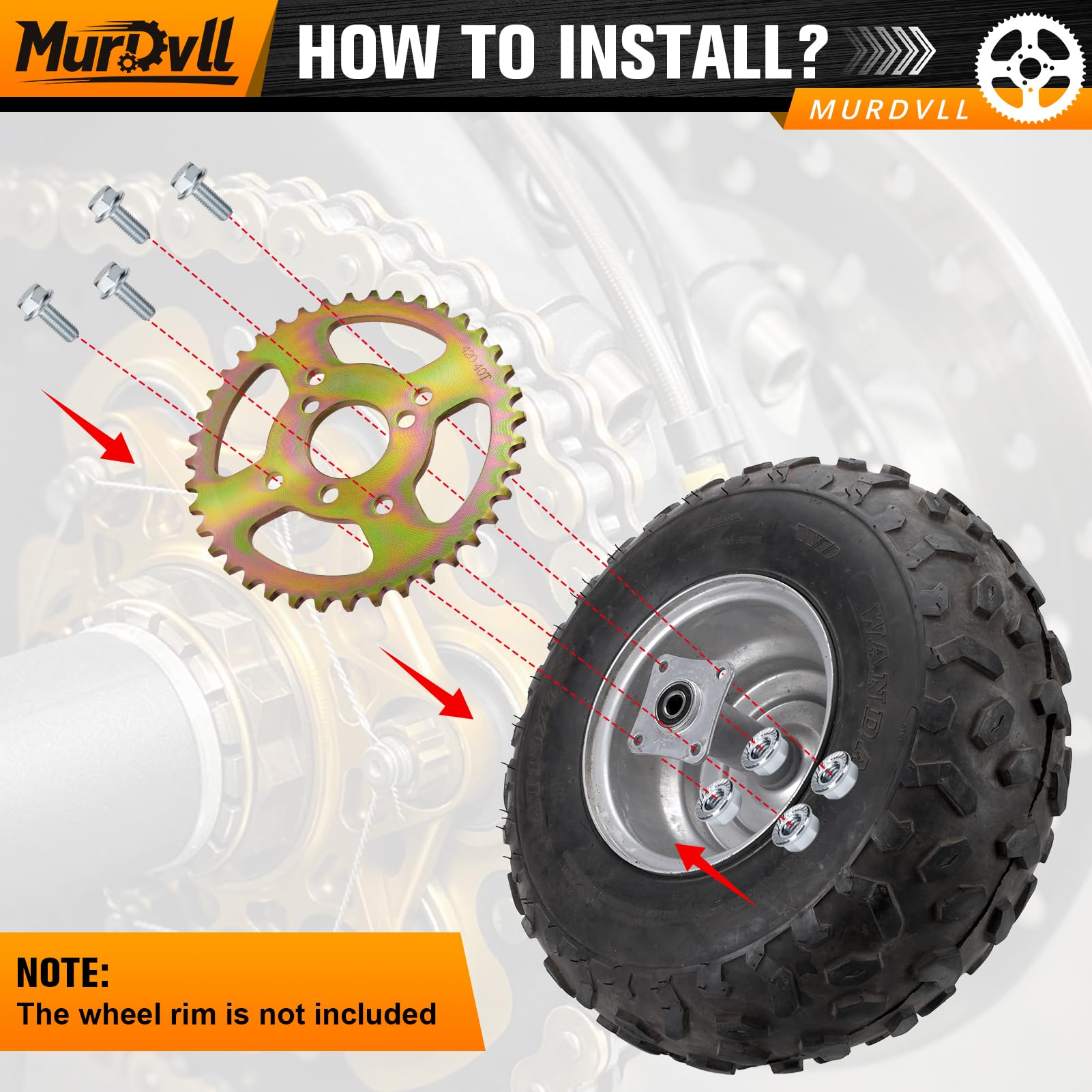 MurDvll sprocket next to ruler for size comparison aiding correct fit selection