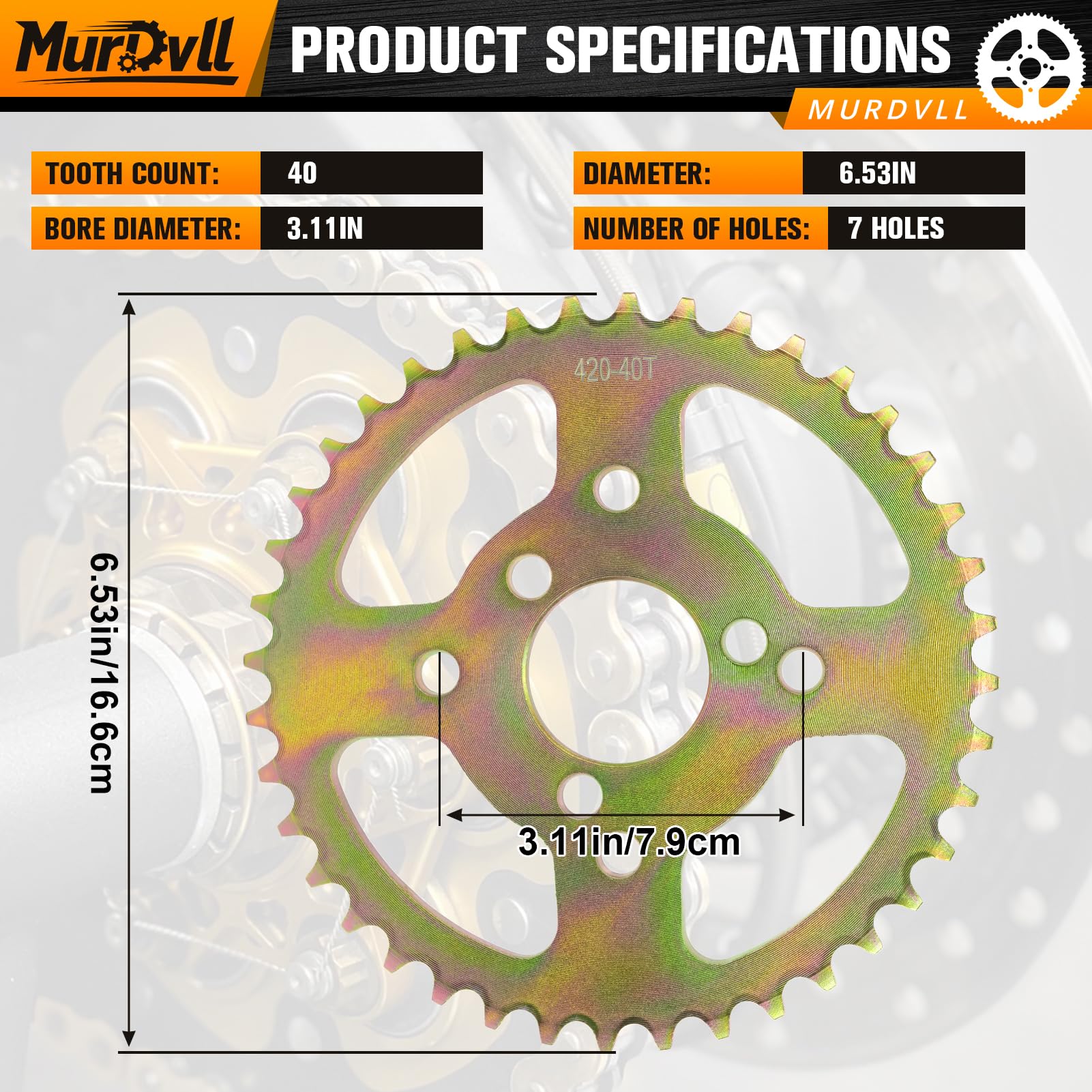 MurDvll zinc-plated sprocket finish resisting corrosion for longer drivetrain life