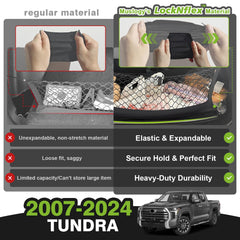 Muslogy net installed in Tundra bed front view providing secure cargo control