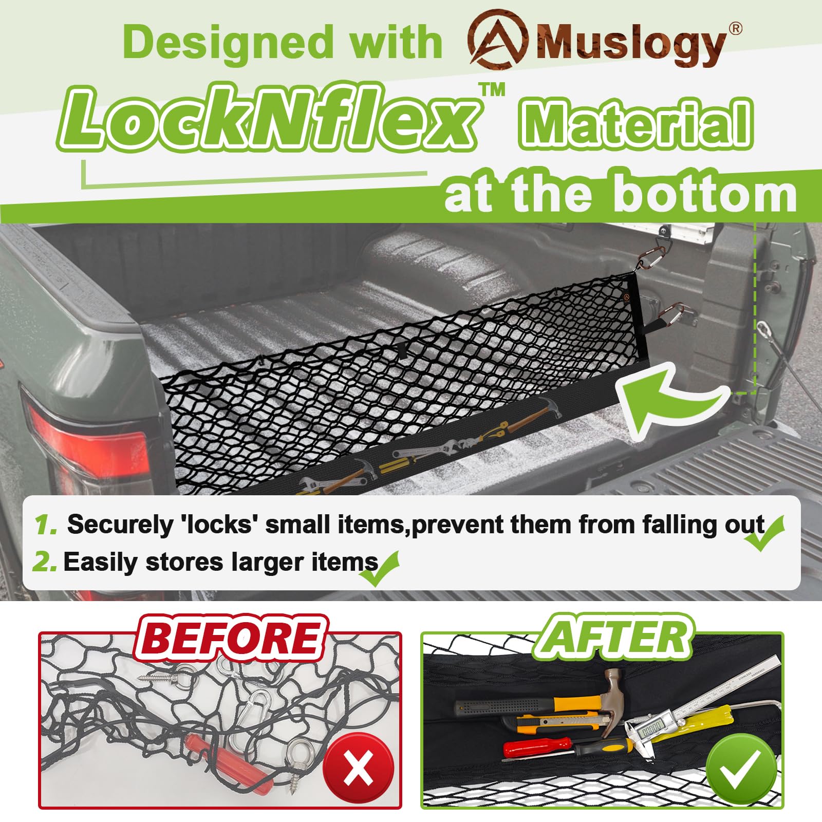 Muslogy iron carabiner detail showing secure attachment and durability