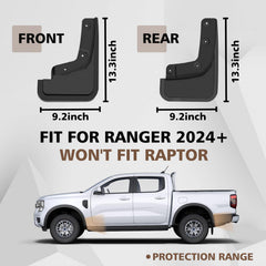 Muslogy rear mud flap on Ranger protecting rocker panels from debris