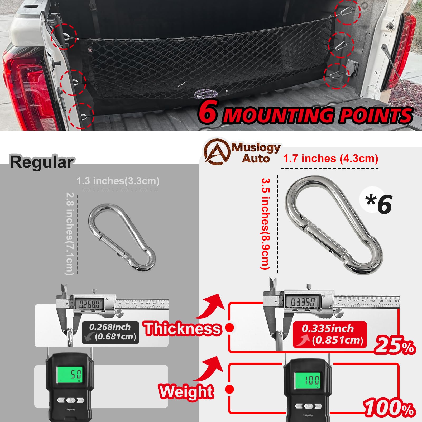 Muslogy cargo net in truck bed showing overall fit and coverage