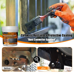 MuzeFansi being brushed onto rusted metal showing easy application