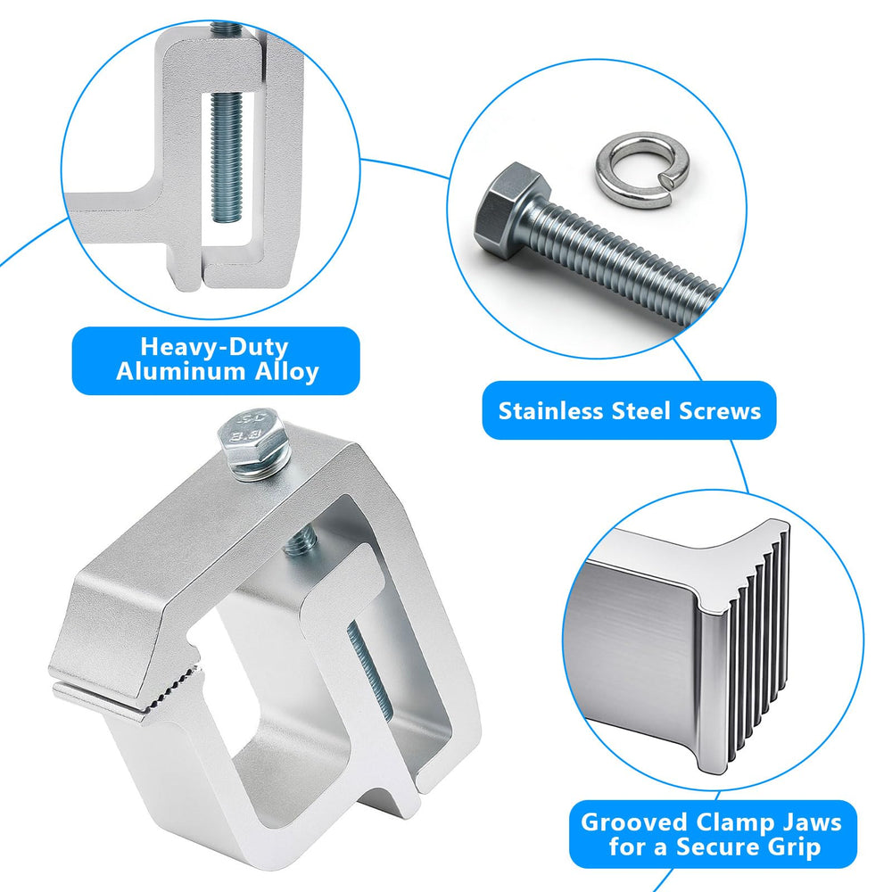 MXSAG clamp beside a ruler showing dimensions to confirm fit for your truck bed