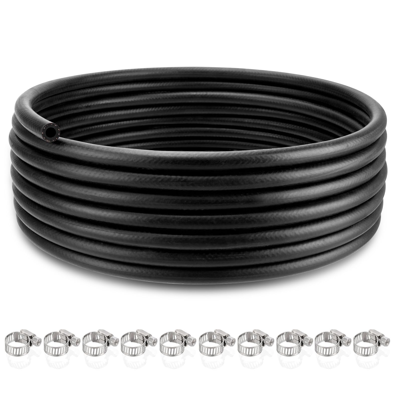 mycheng front view of 25ft fuel hose roll showing tidy packaging and quick selection
