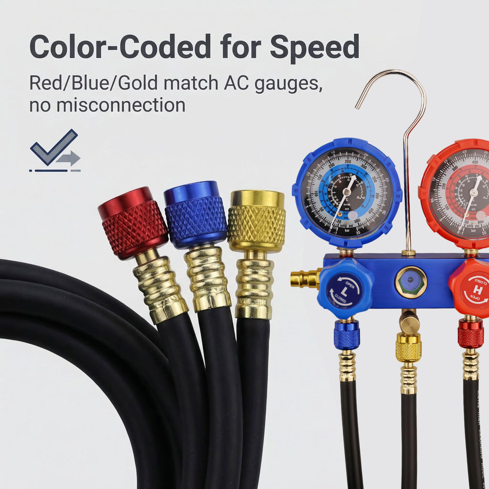 mytithger hoses coiled for compact storage and quick transport between job sites