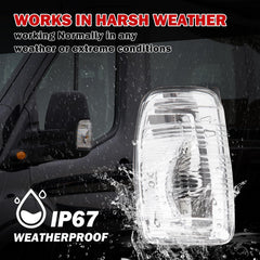 MZORANGE indicator installed on Transit side mirror demonstrating clear side signaling