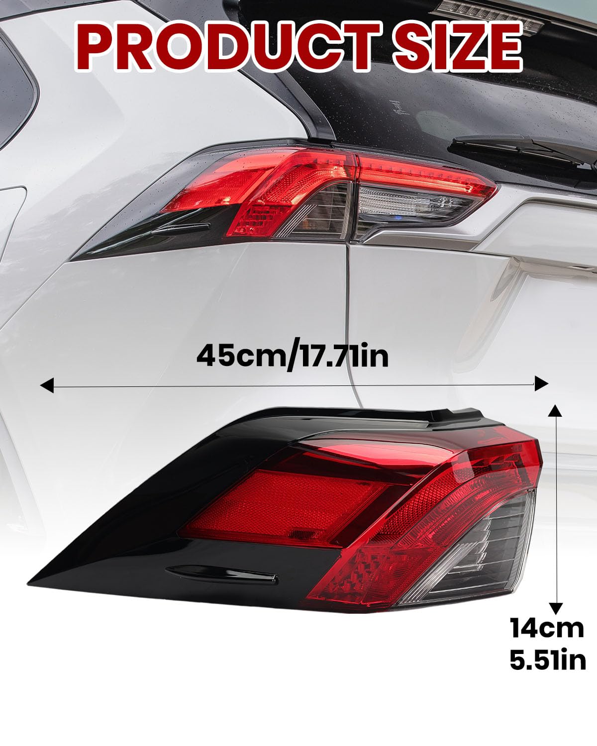 MZORANGE tail light packaging showing included left-side housing and ready-to-install benefit