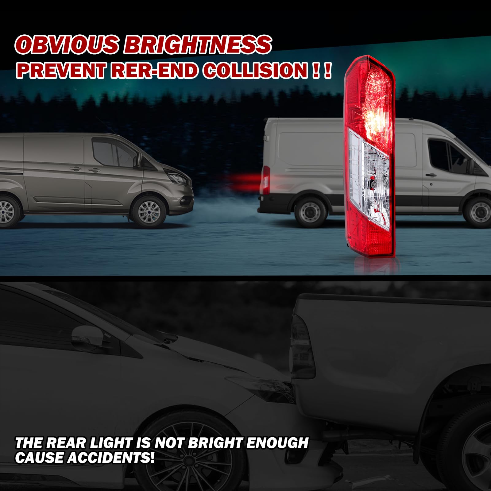 MZORANGE tail light beside a ruler to show size and mounting point alignment