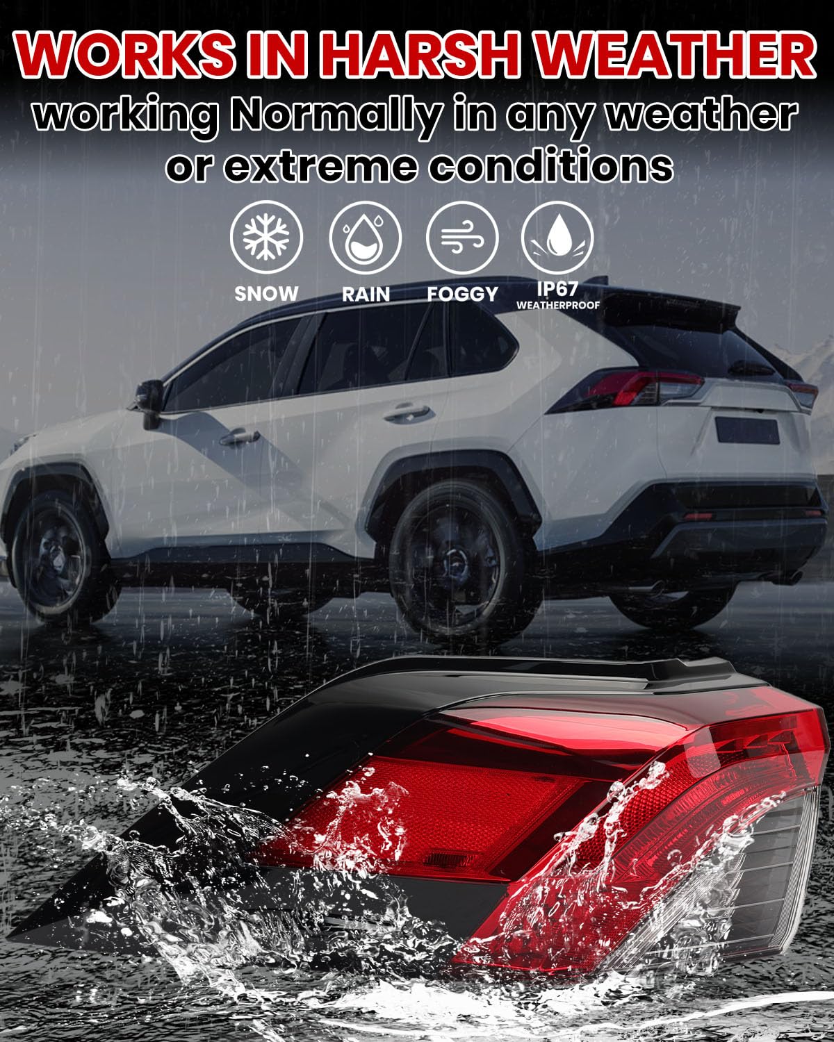 MZORANGE tail light seal detail showing waterproof protection for dependable use