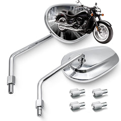 MZS chrome front view of mirror pair showing stylish oval design and improved visibility
