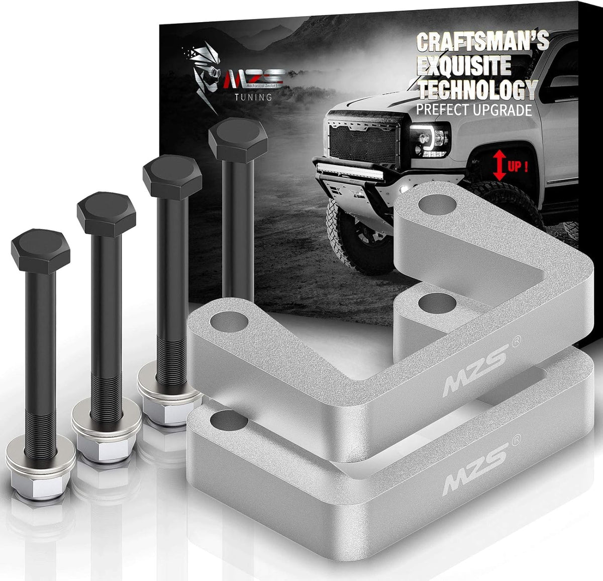 MZS front packaging showing kit contents and benefit of easy bolt-on installation