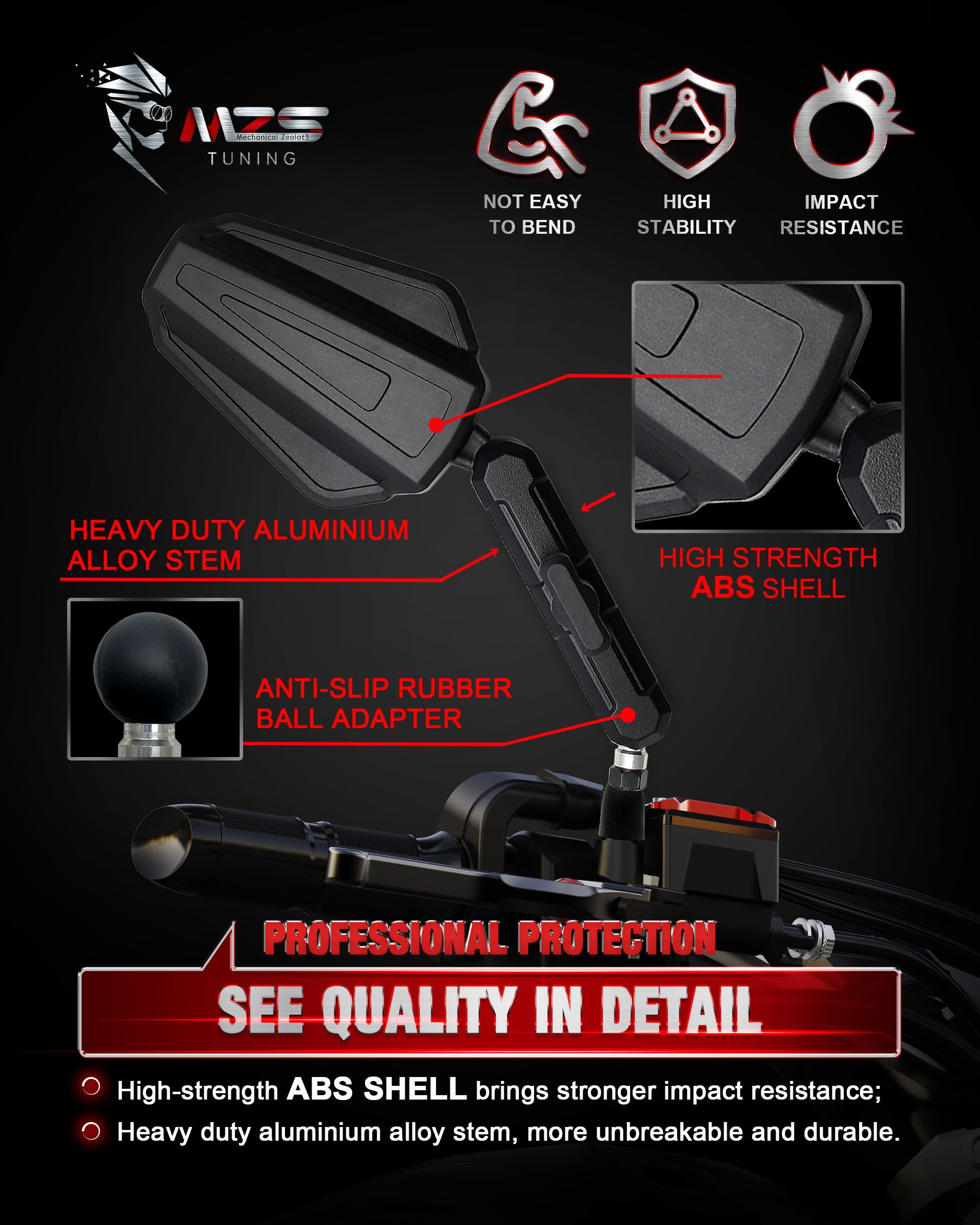 MZS HD glass arrow lens reflecting clear rear view for safer rides