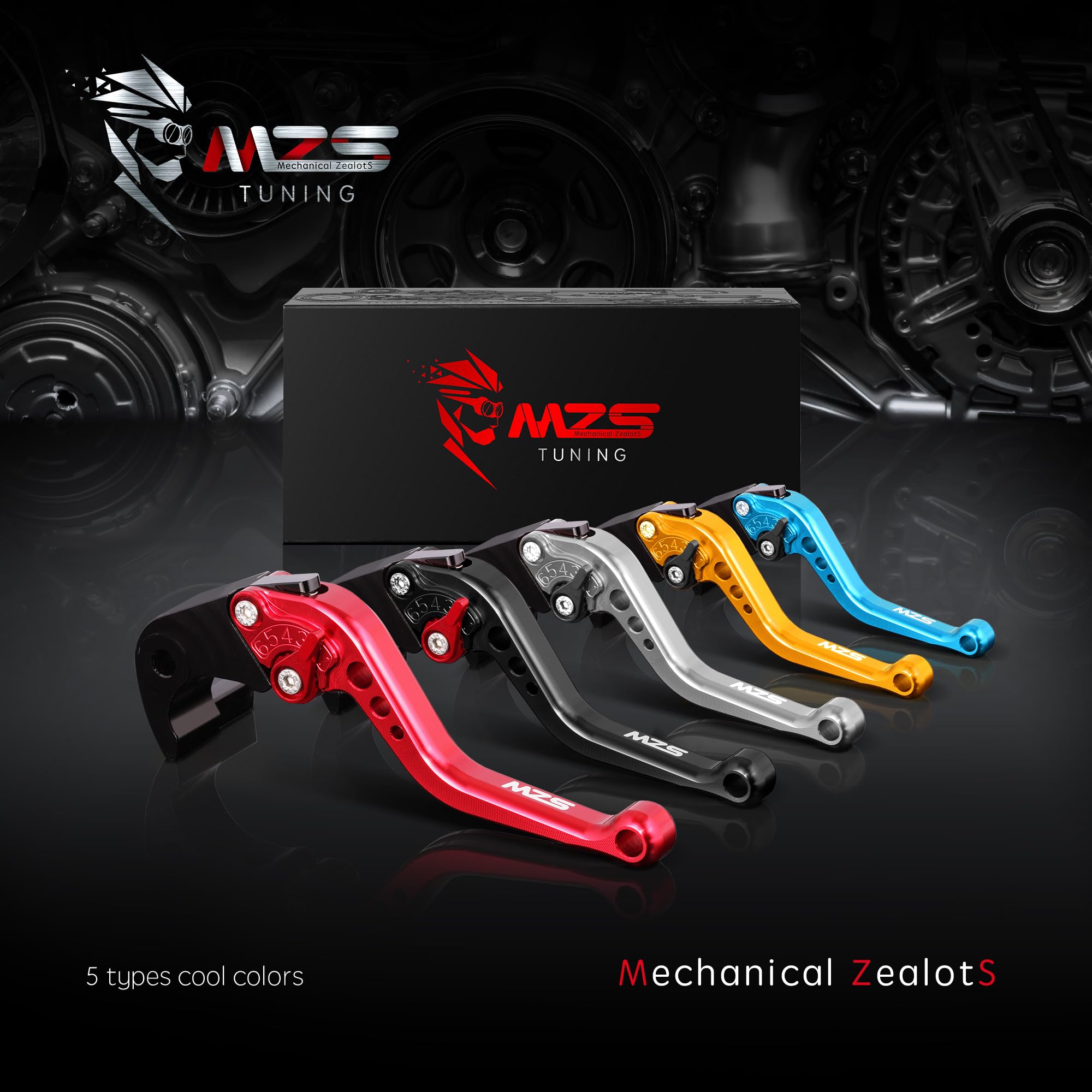 MZS laser-engraved logo on anodized finish highlighting durability and style