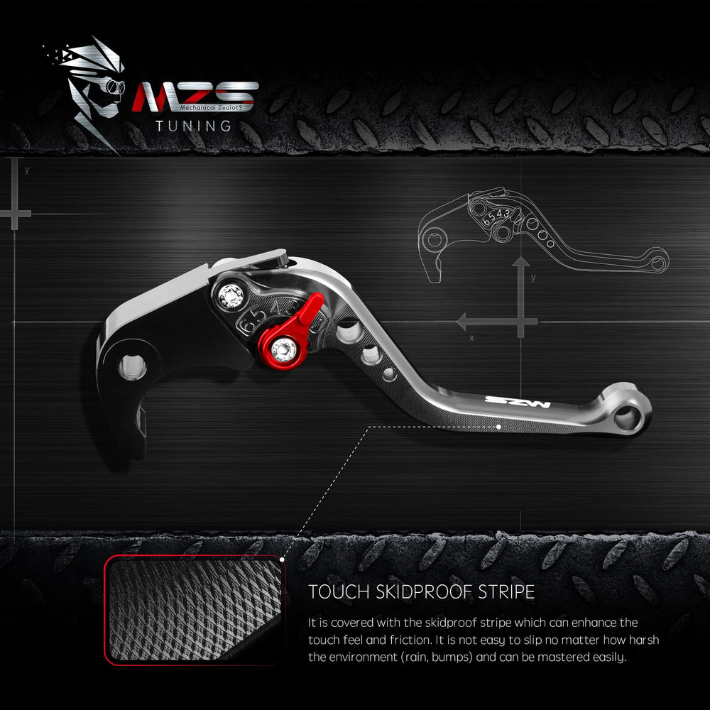 Detail of MZS reach adjuster screw showing easy thumb adjustment for personalized reach