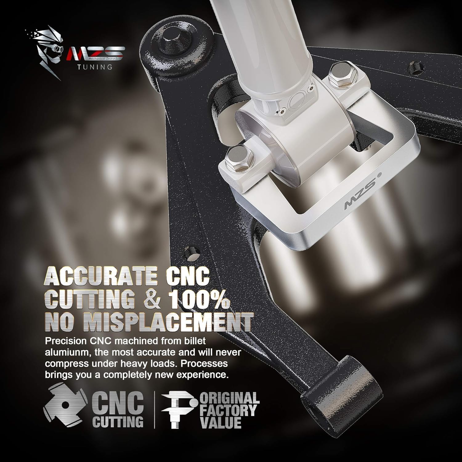 MZS spacers installed on a strut showing correct fitment and improved clearance