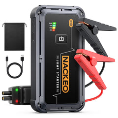 NACKEO front view showing compact jump starter and portability benefit