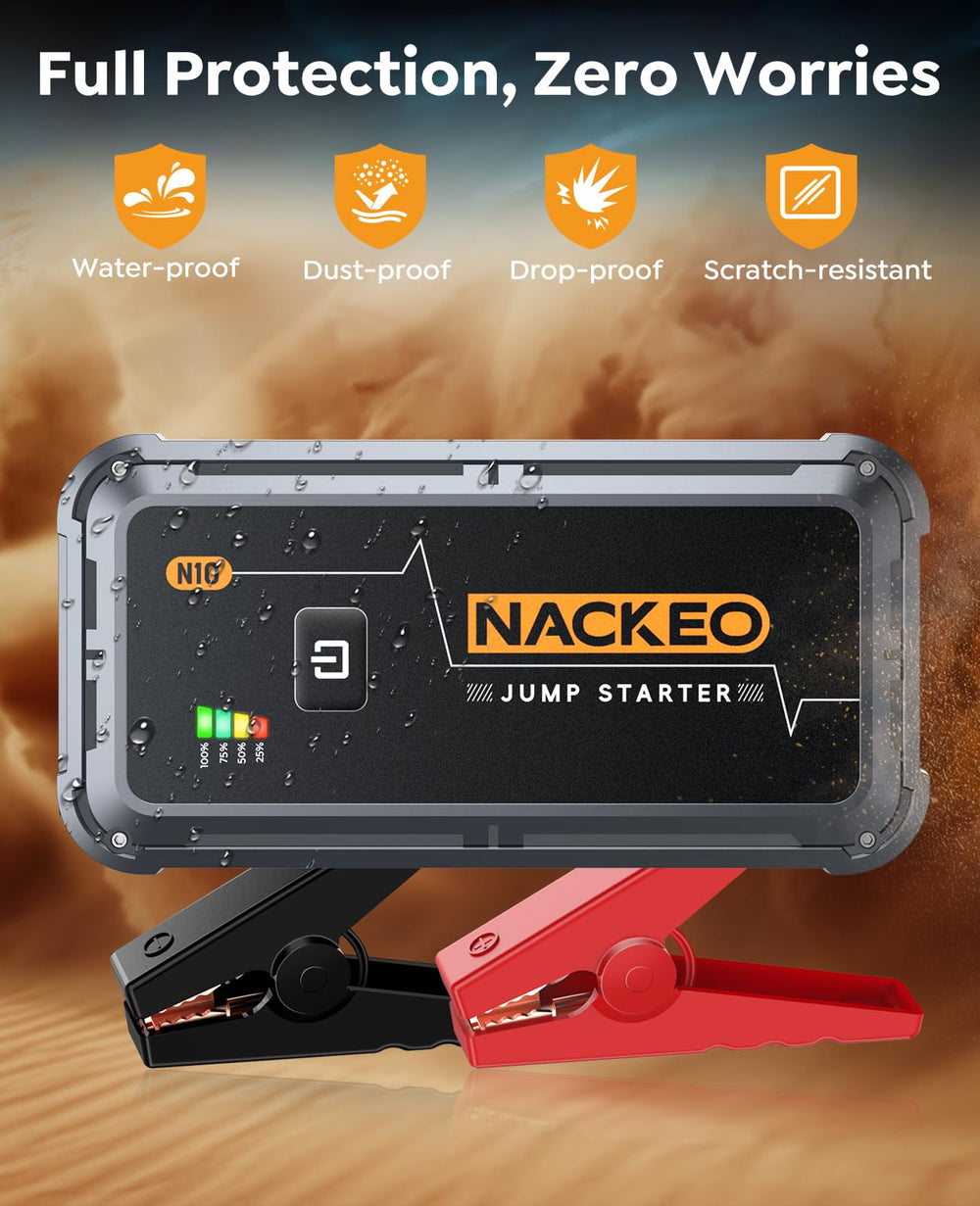 NACKEO used to jump-start a car showing fast reliable starting benefit