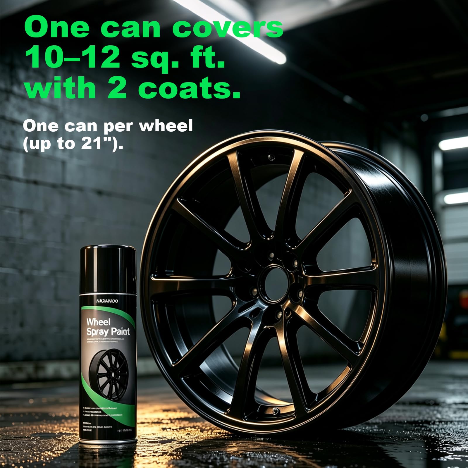NADAMOO can next to wheel for size comparison showing one-can coverage