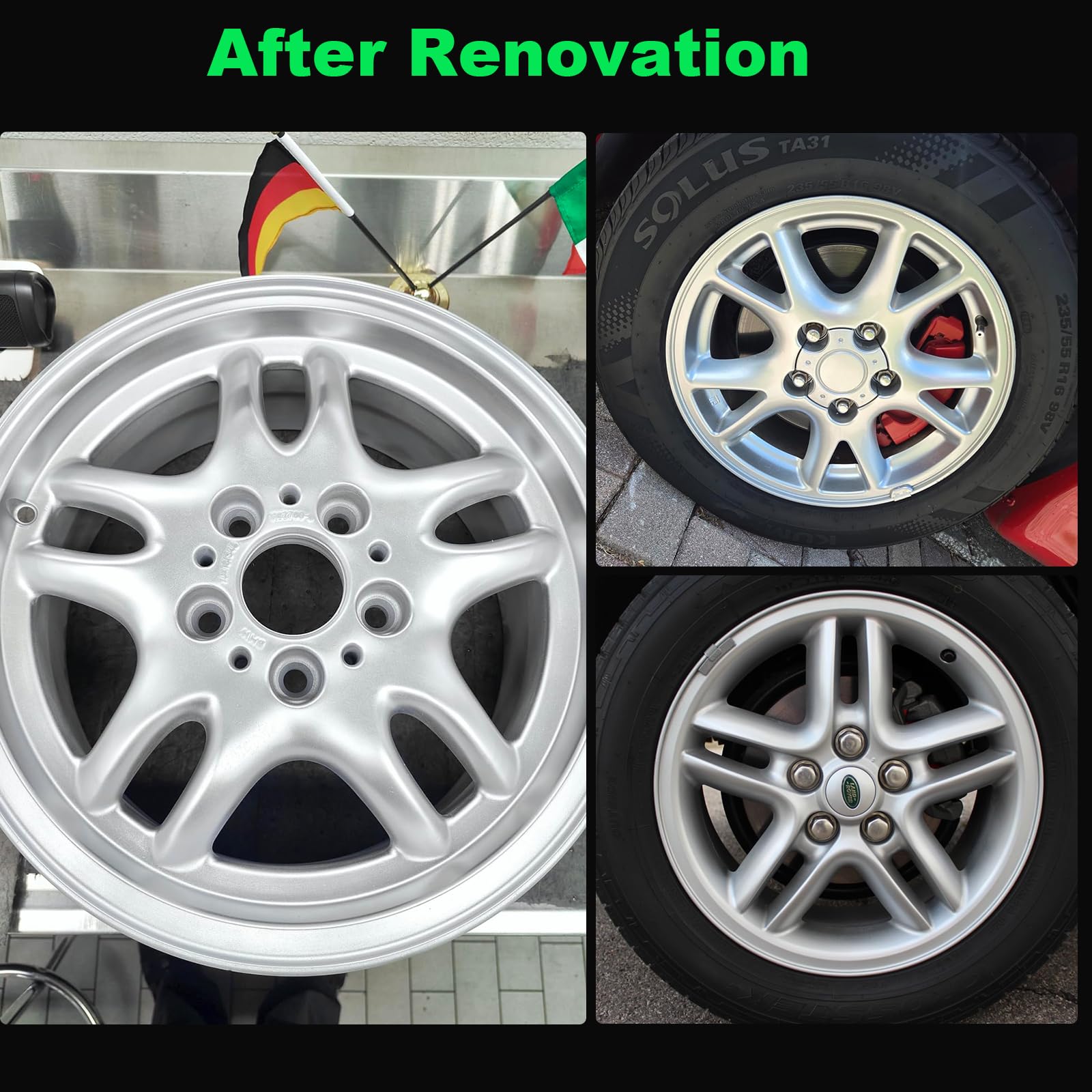 NADAMOO semi-gloss finish close-up highlighting smooth silver sheen for refreshed wheel appearance