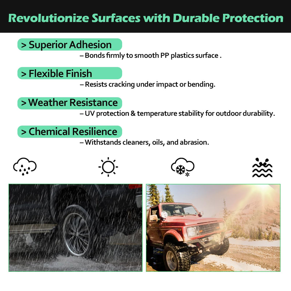 NADAMOO spray action on bumper demonstrating even coverage and adhesion