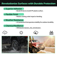 NADAMOO spray action on bumper demonstrating even coverage and adhesion