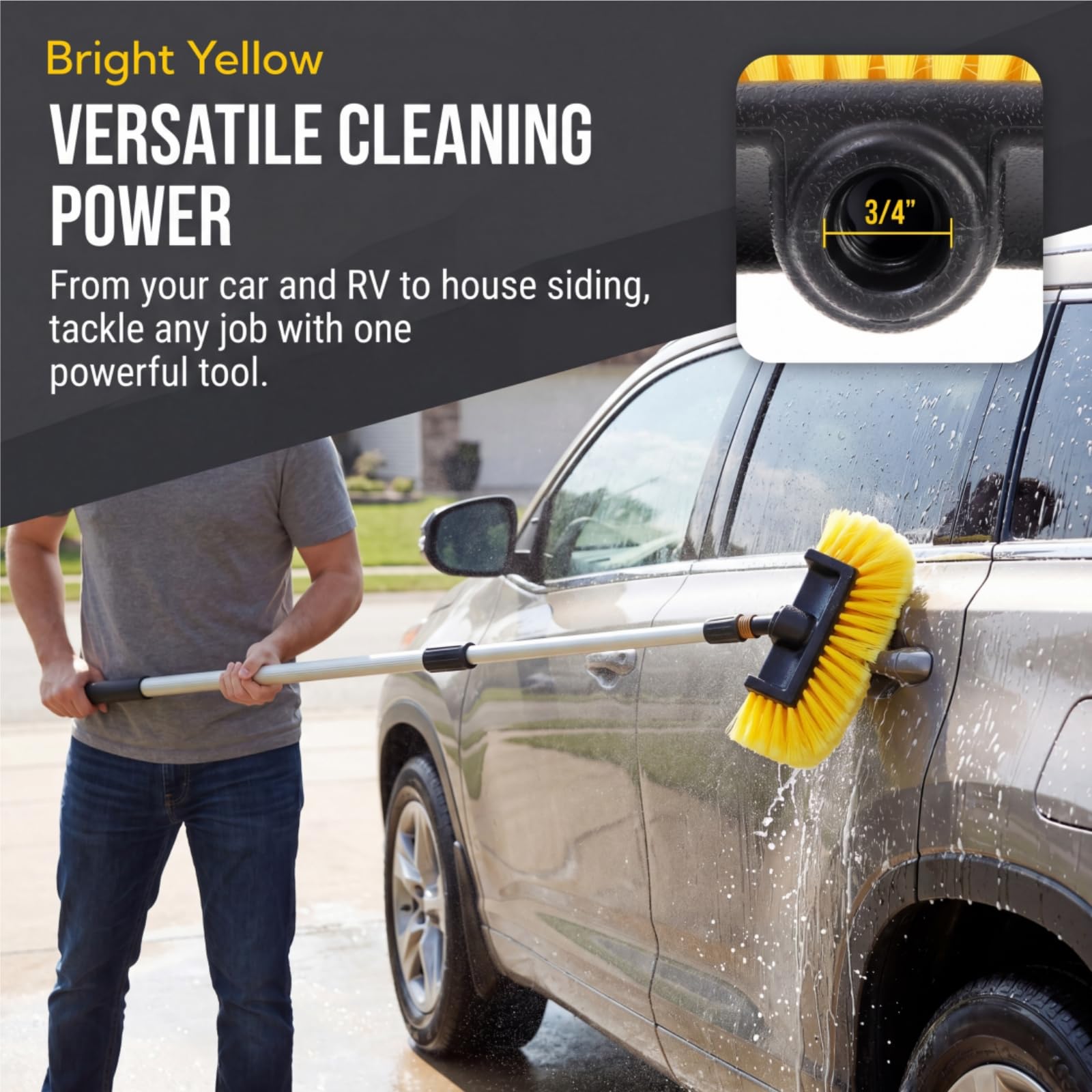 Nagpew bi-level bristles showing dual heights to reach seams and flat surfaces efficiently