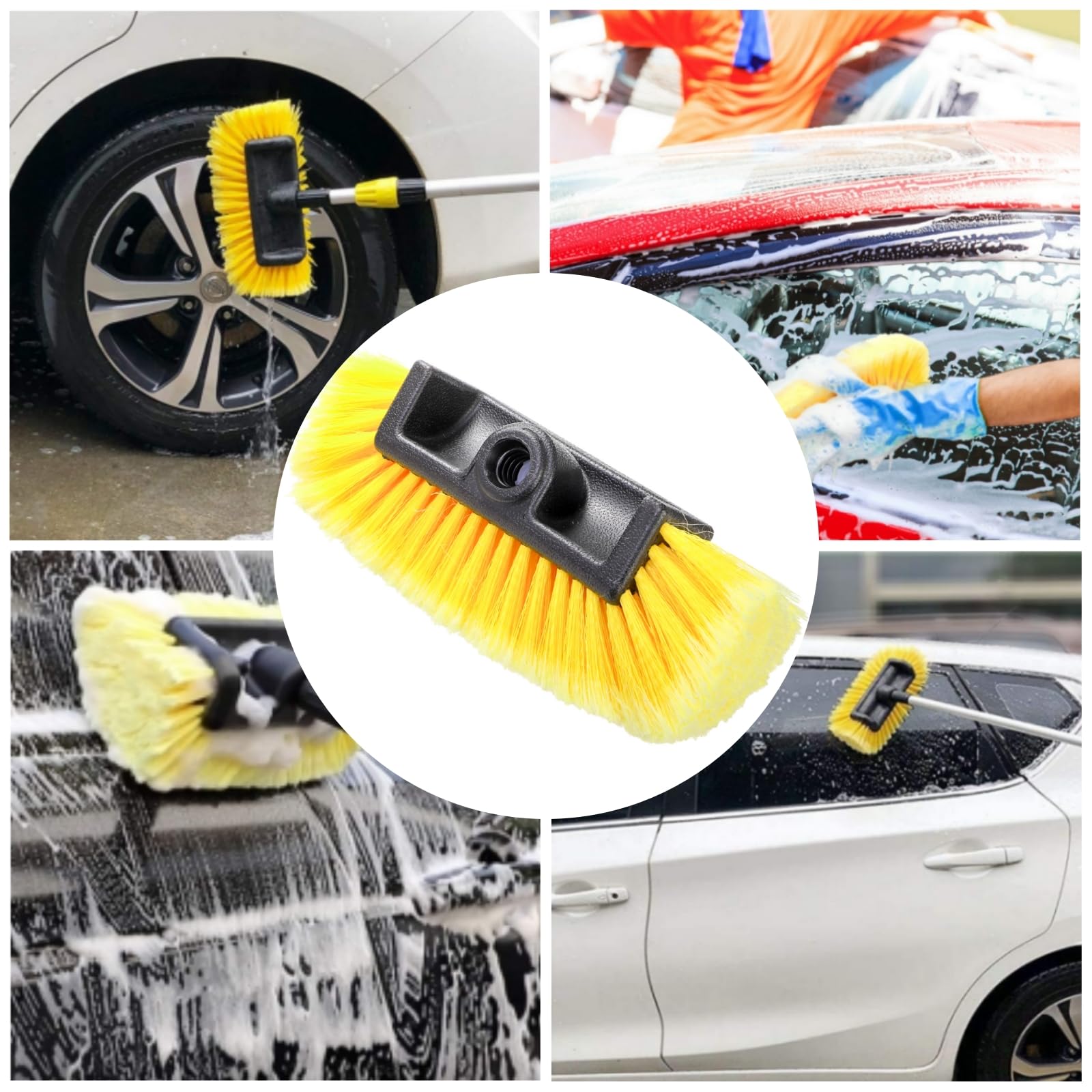 Nagpew brush heads in a driveway wash scene conveying practical everyday vehicle care