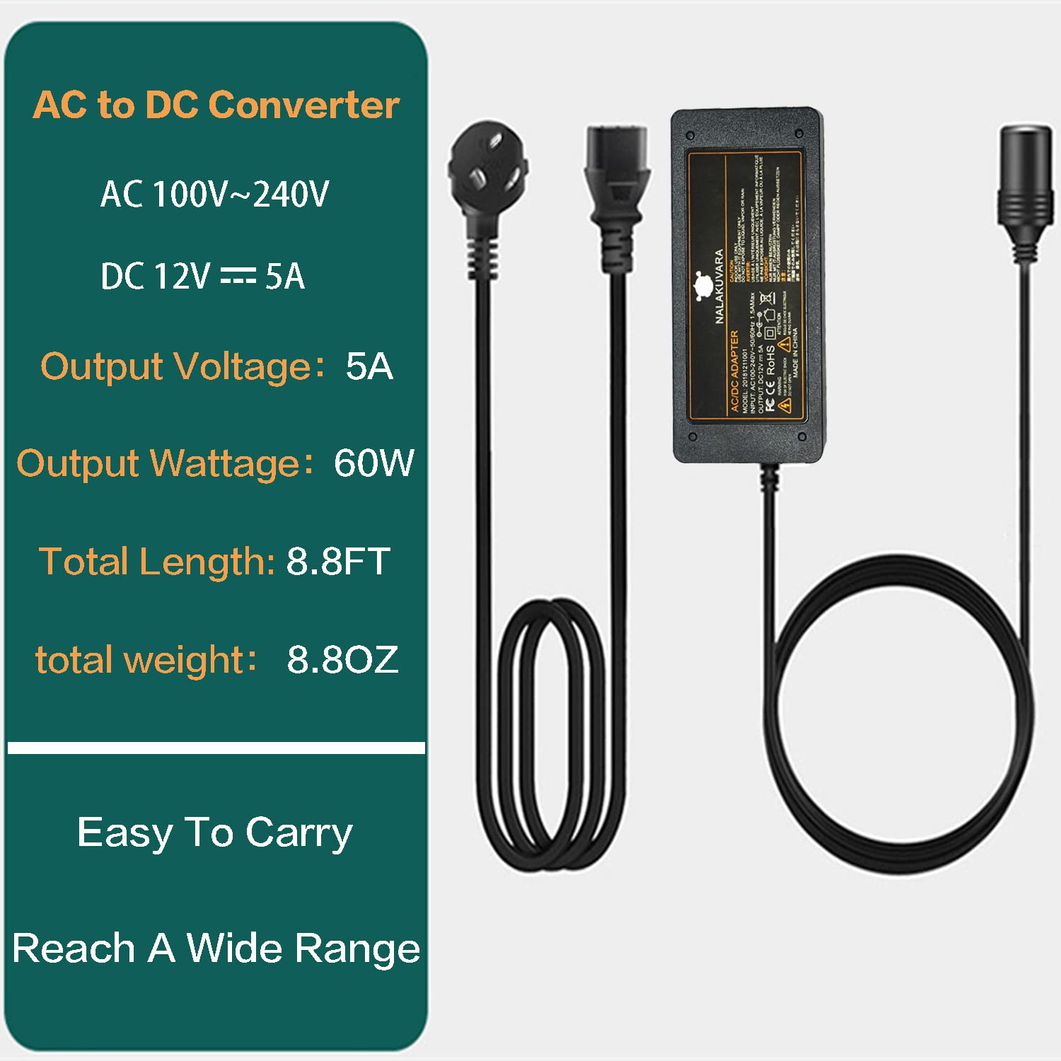 NALAKUVARA wall plug and full cord length, demonstrates flexible placement advantage