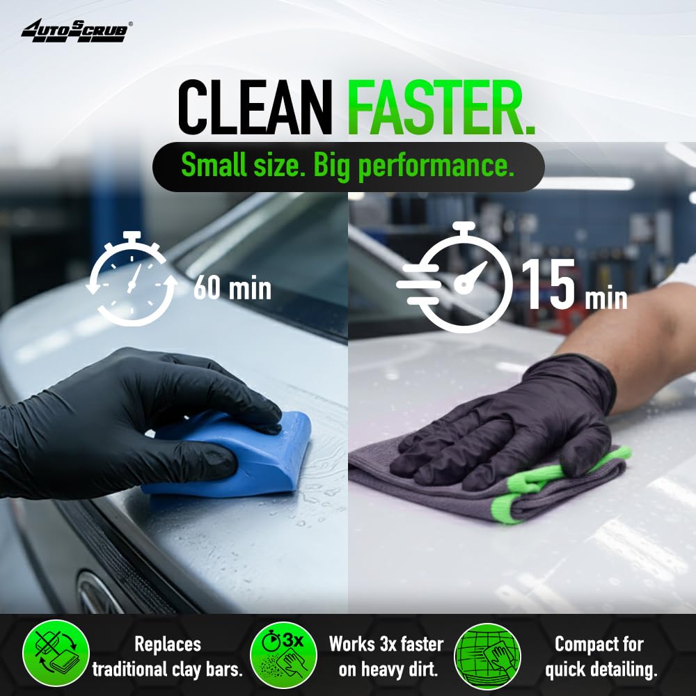 Nanoskin AUTOSCRUB held in hand illustrating size and ergonomic grip for control