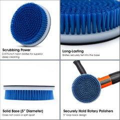 Nanoskin brush mounted on buffer in use, speeds up upholstery cleaning