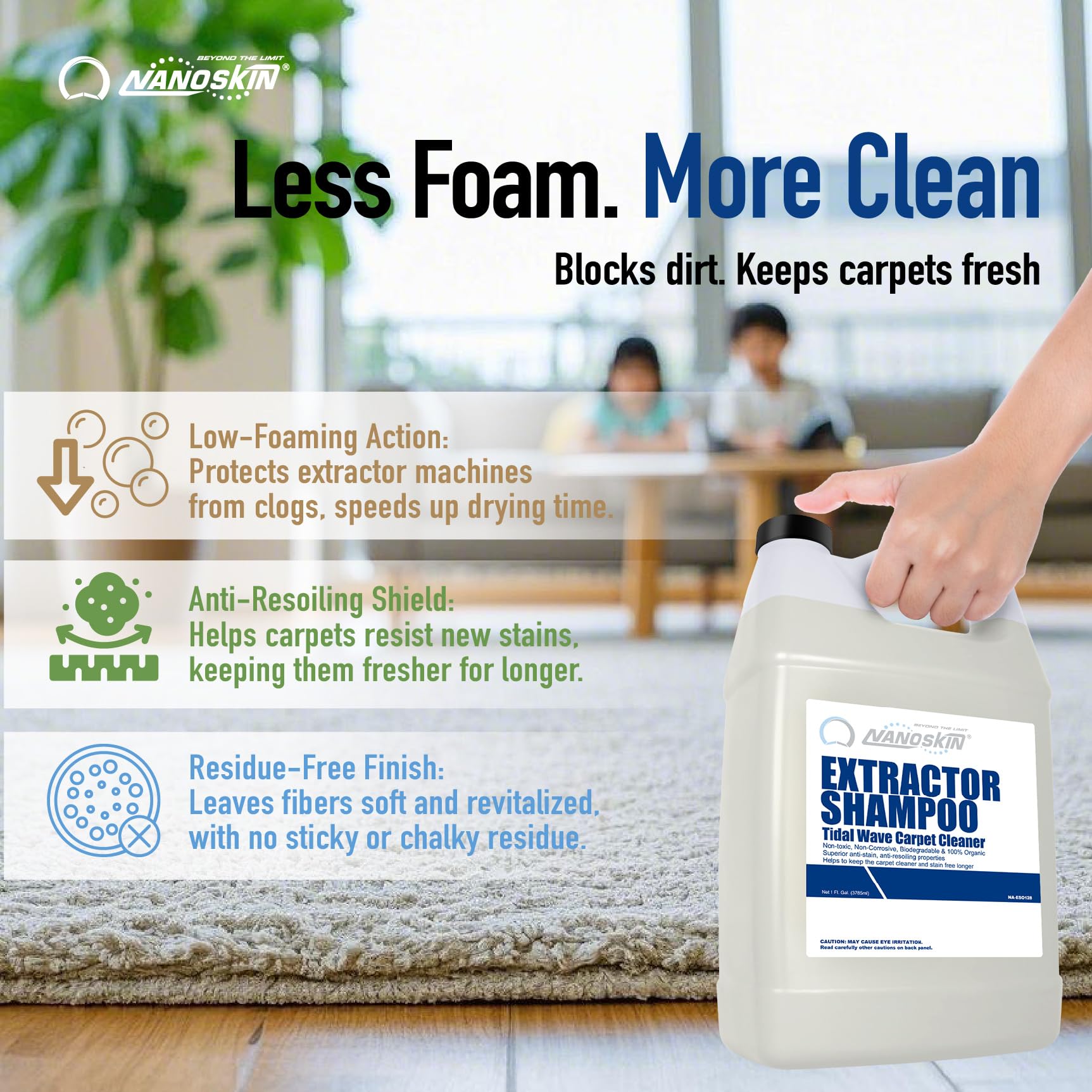 Nanoskin extractor shampoo before-and-after car carpet cleaning results