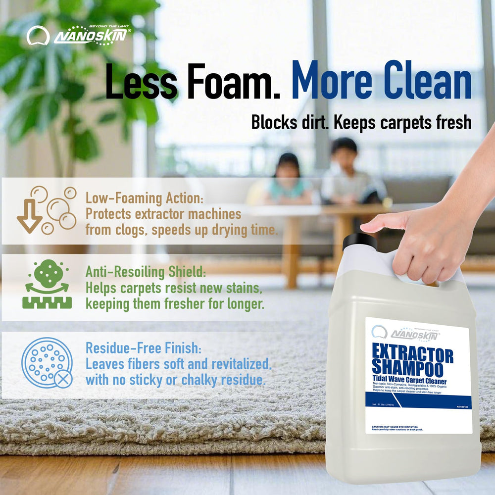 Nanoskin extractor shampoo before-and-after car carpet cleaning results