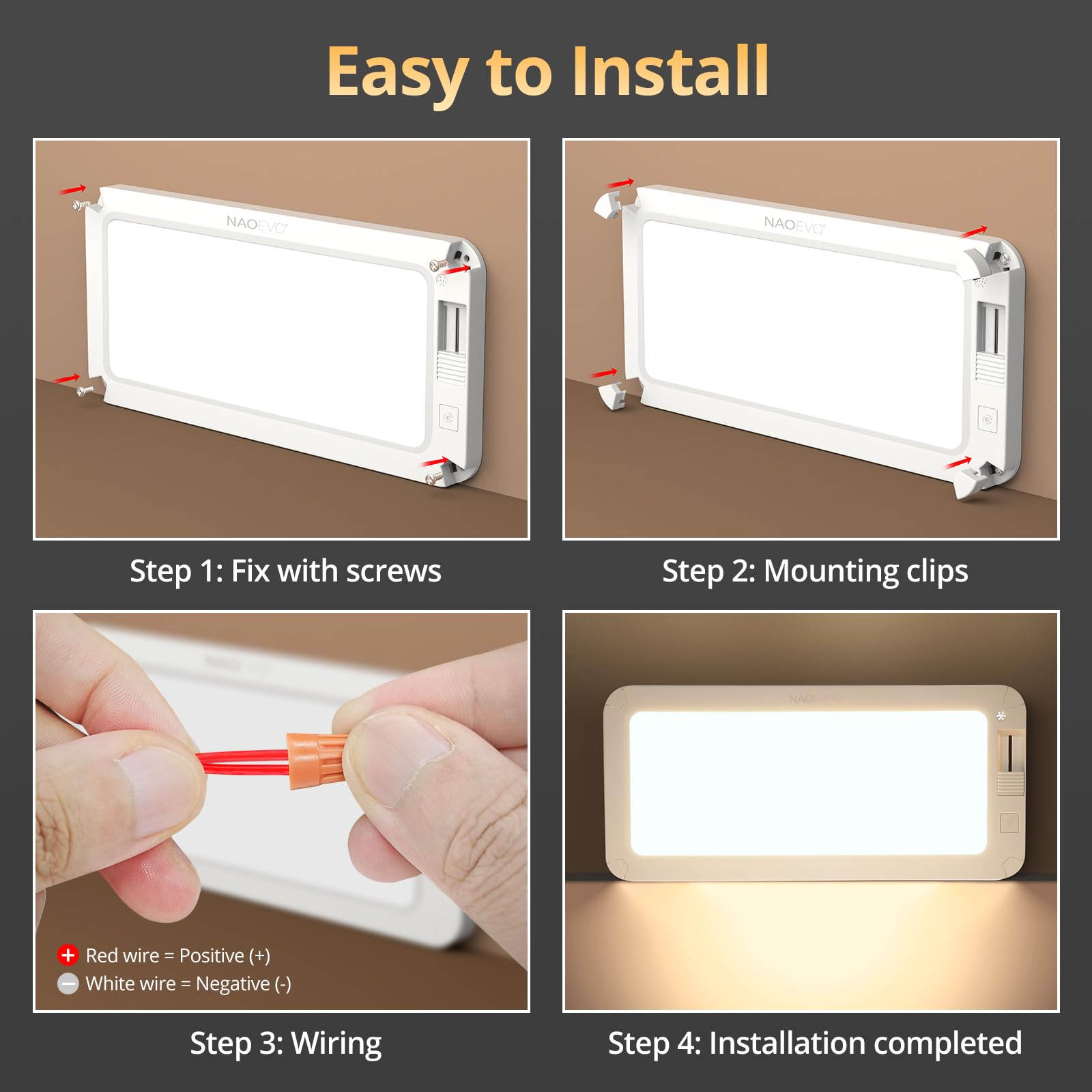 NAOEVO mounting hardware kit showing fast installation convenience