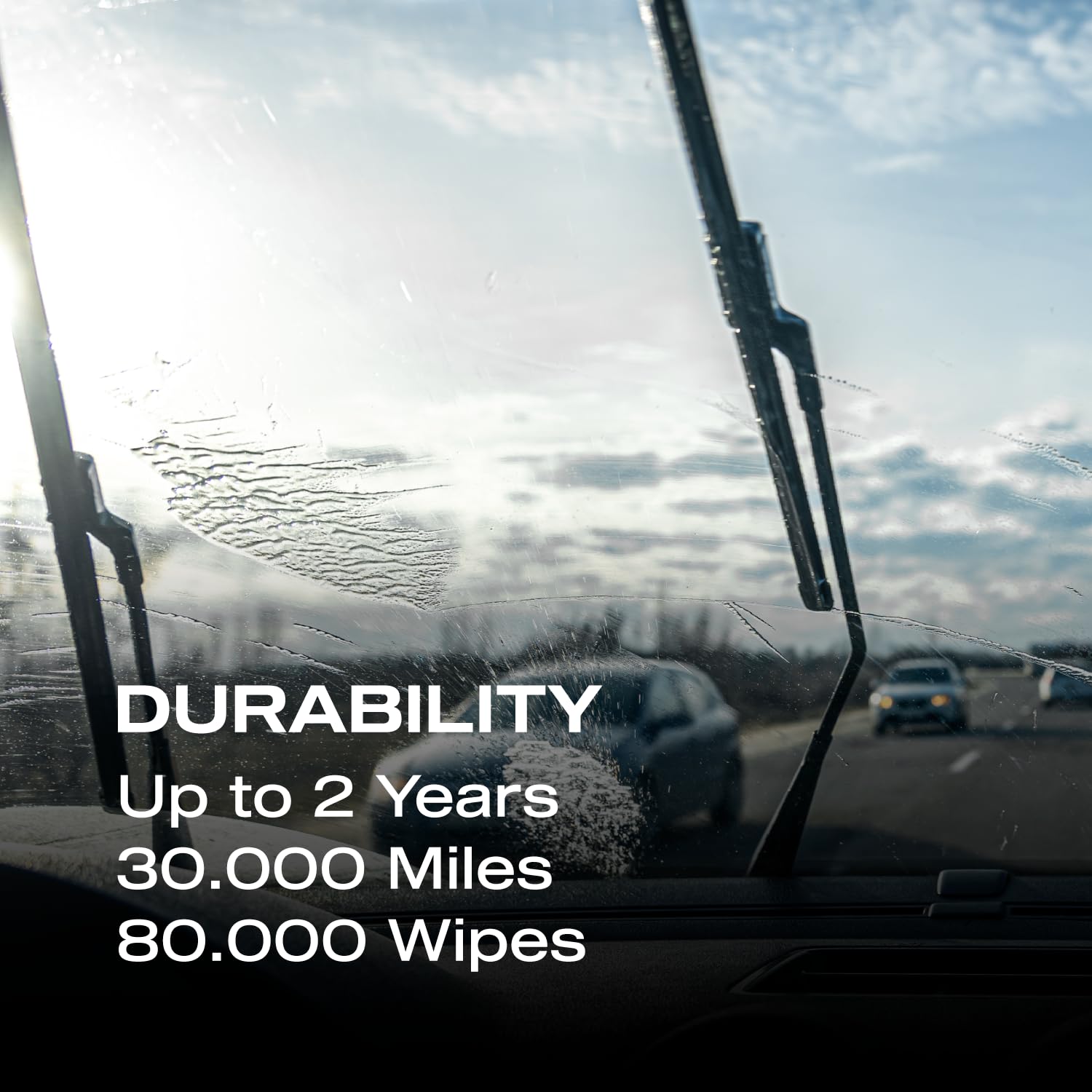 Nasiol before and after windshield split to show visibility improvement