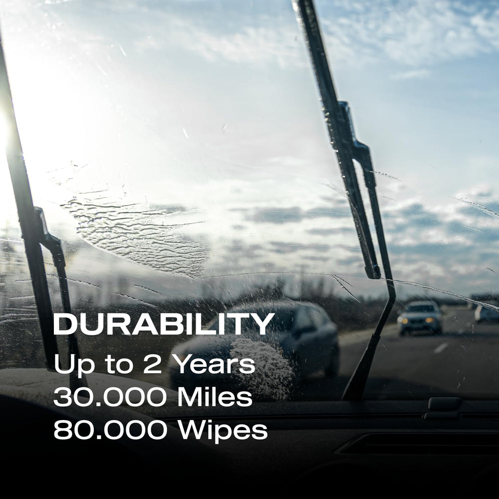 Nasiol before and after windshield split to show visibility improvement