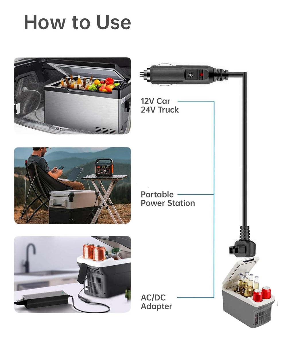 Naubluvo lifestyle image in a camper setup showing reliable fridge power while traveling