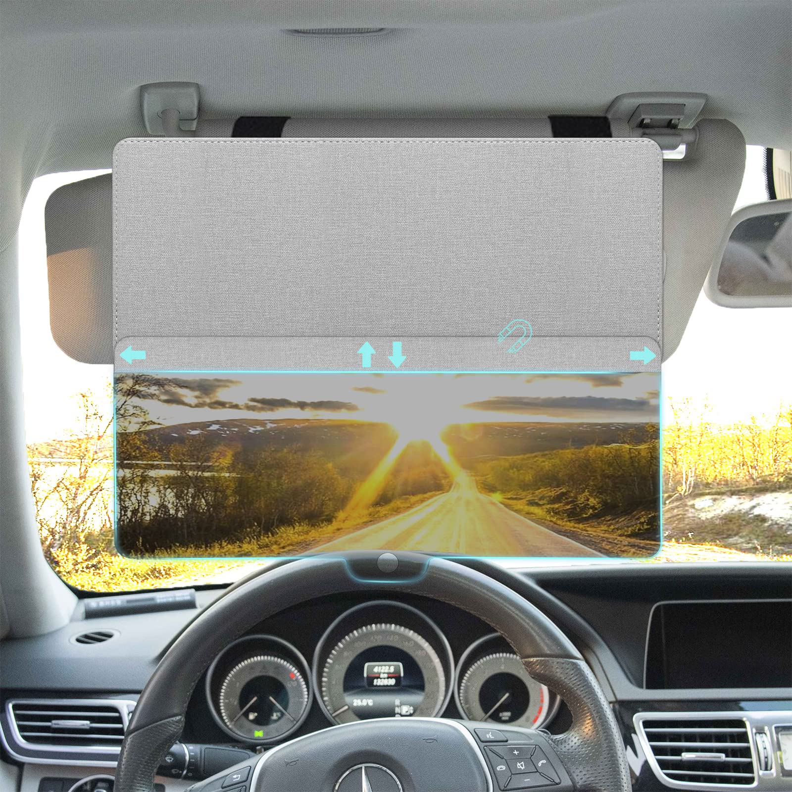 NAZZO front view of visor extension showing compact design and easy installation benefit