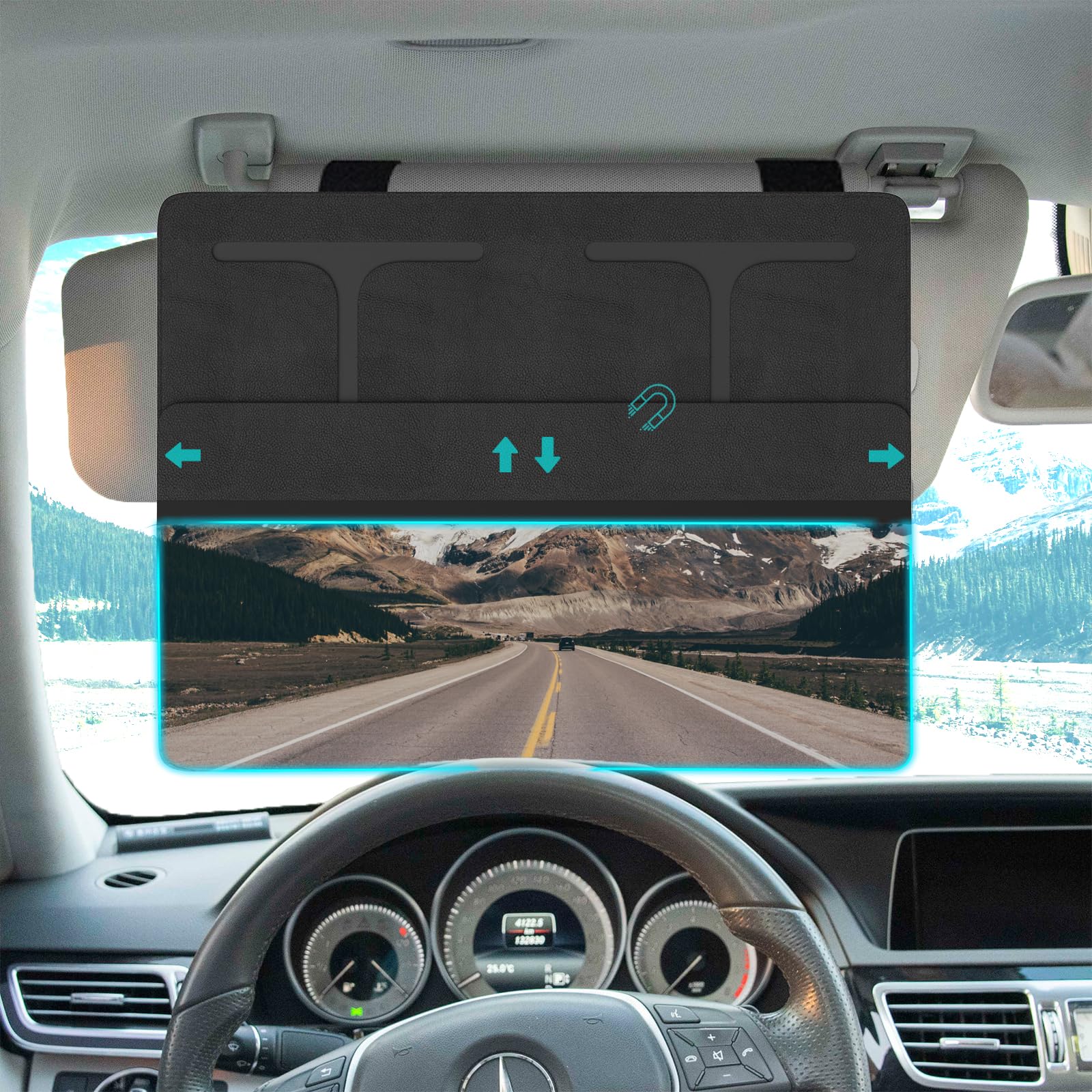 NAZZO front view of visor extender showing full shade benefit