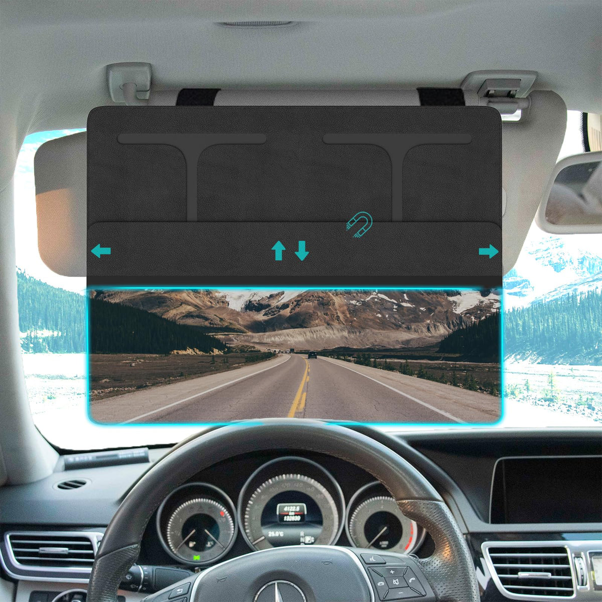 NAZZO front view of visor extender showing full shade benefit