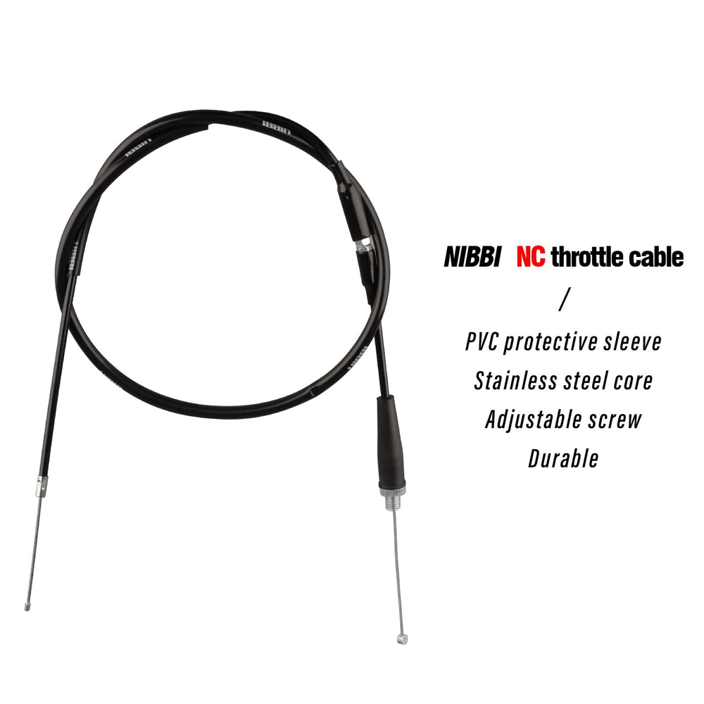 NB NIBBIRACING throttle cable length measurement with ruler, showing 40.3 inches for correct fit