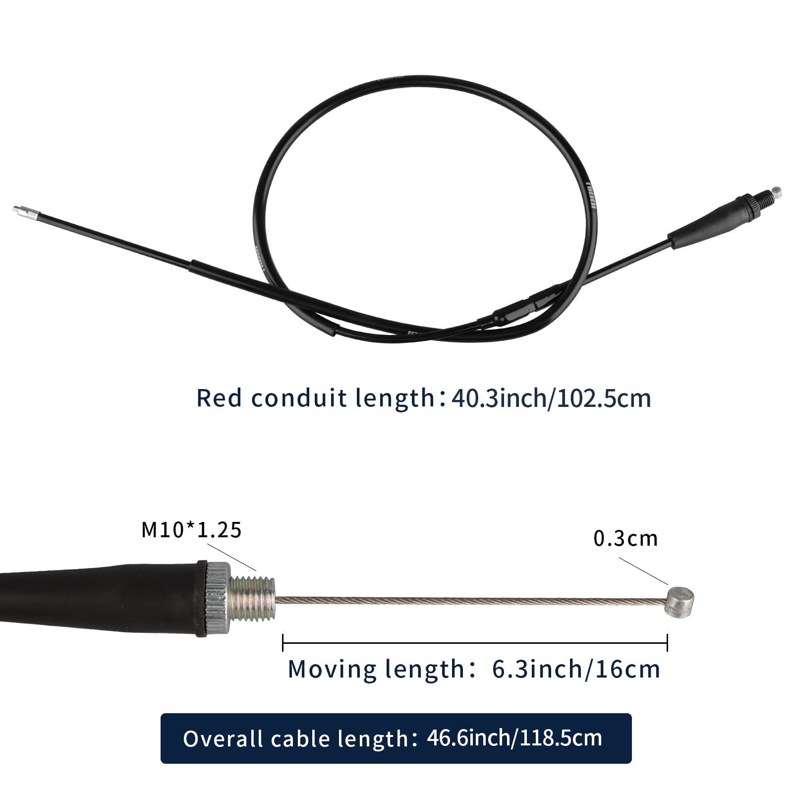 NB NIBBIRACING cable beside a ruler for scale showing compact 102.5 cm length advantage