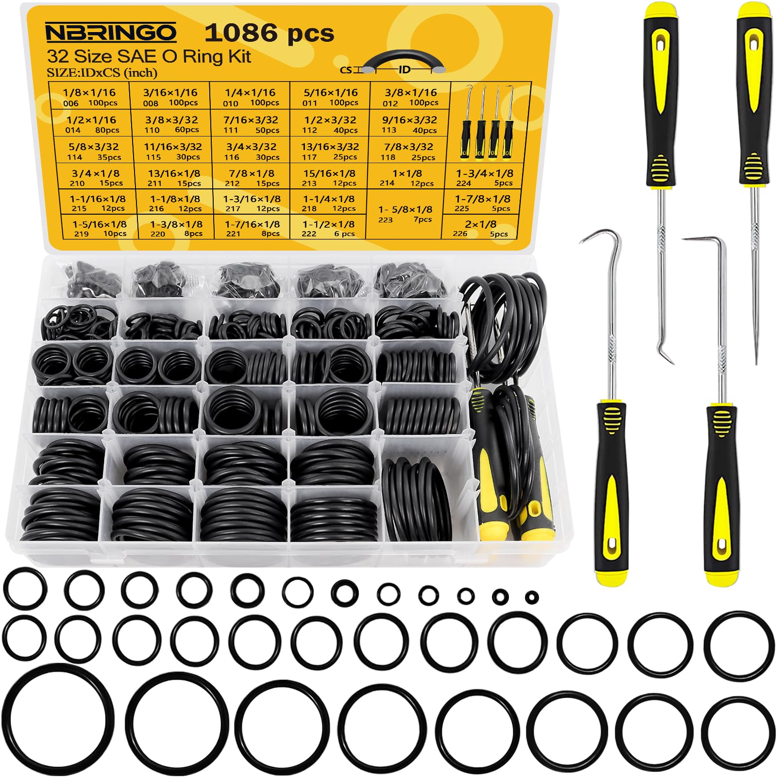 NBRINGO front case open showing organized O-ring compartments and quick access