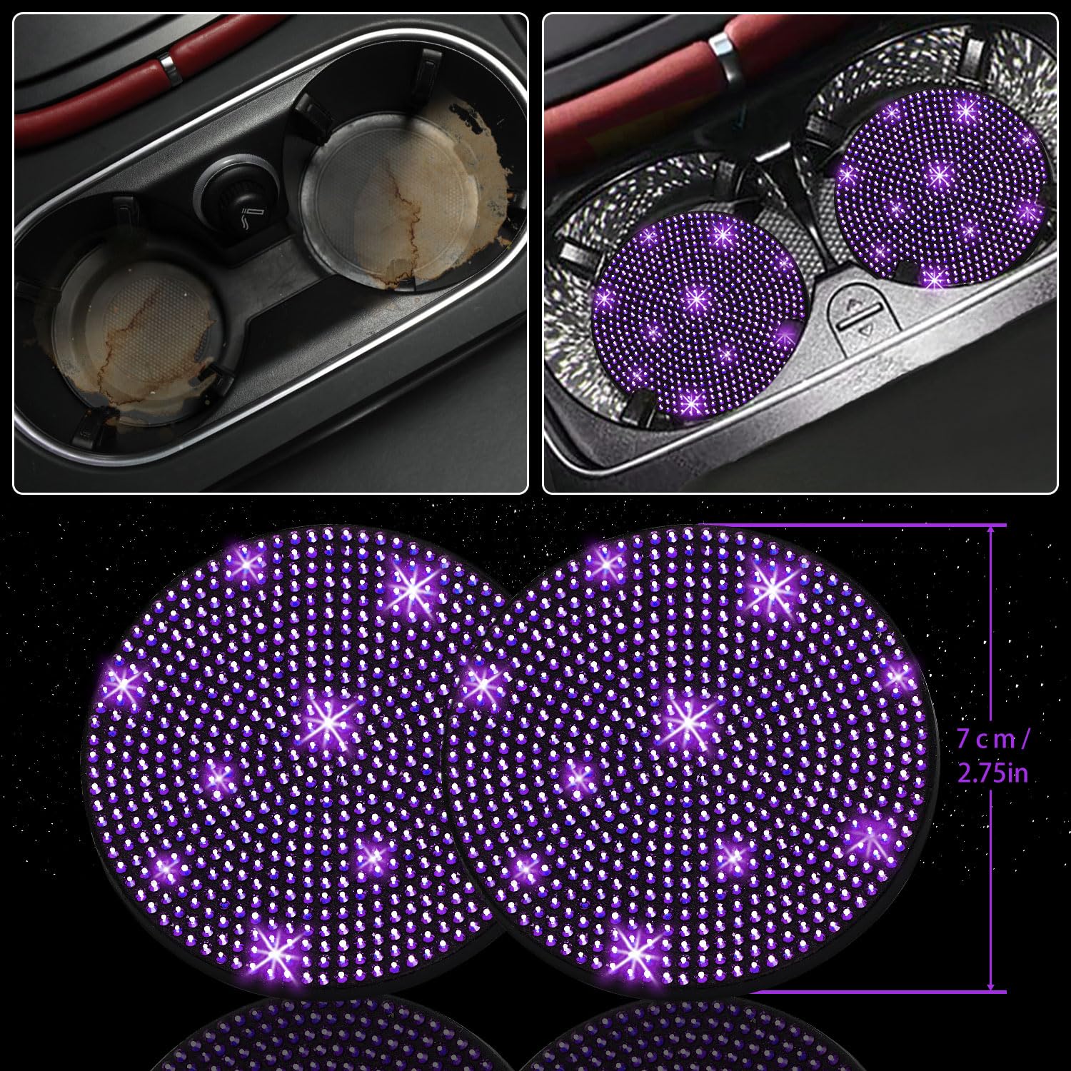 NBTEPEM car coasters seated in cup holders protecting surfaces with decorative flair