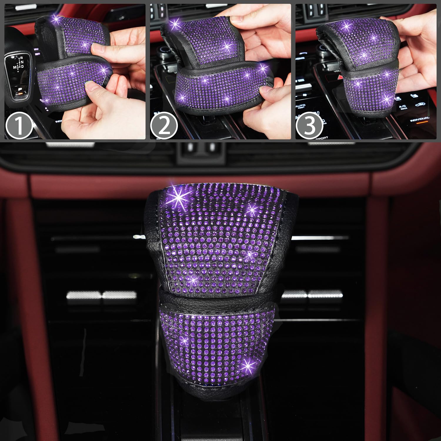 NBTEPEM gear shift cover with start button rings demonstrating cohesive glam upgrade