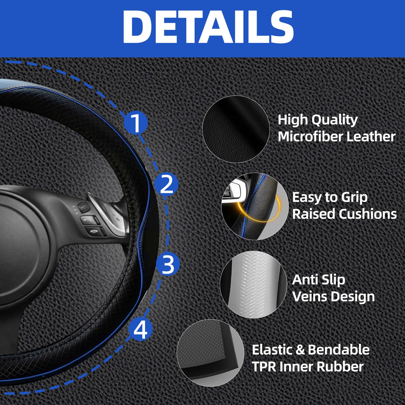 NBTEPEM steering wheel installed front view offering improved grip benefit