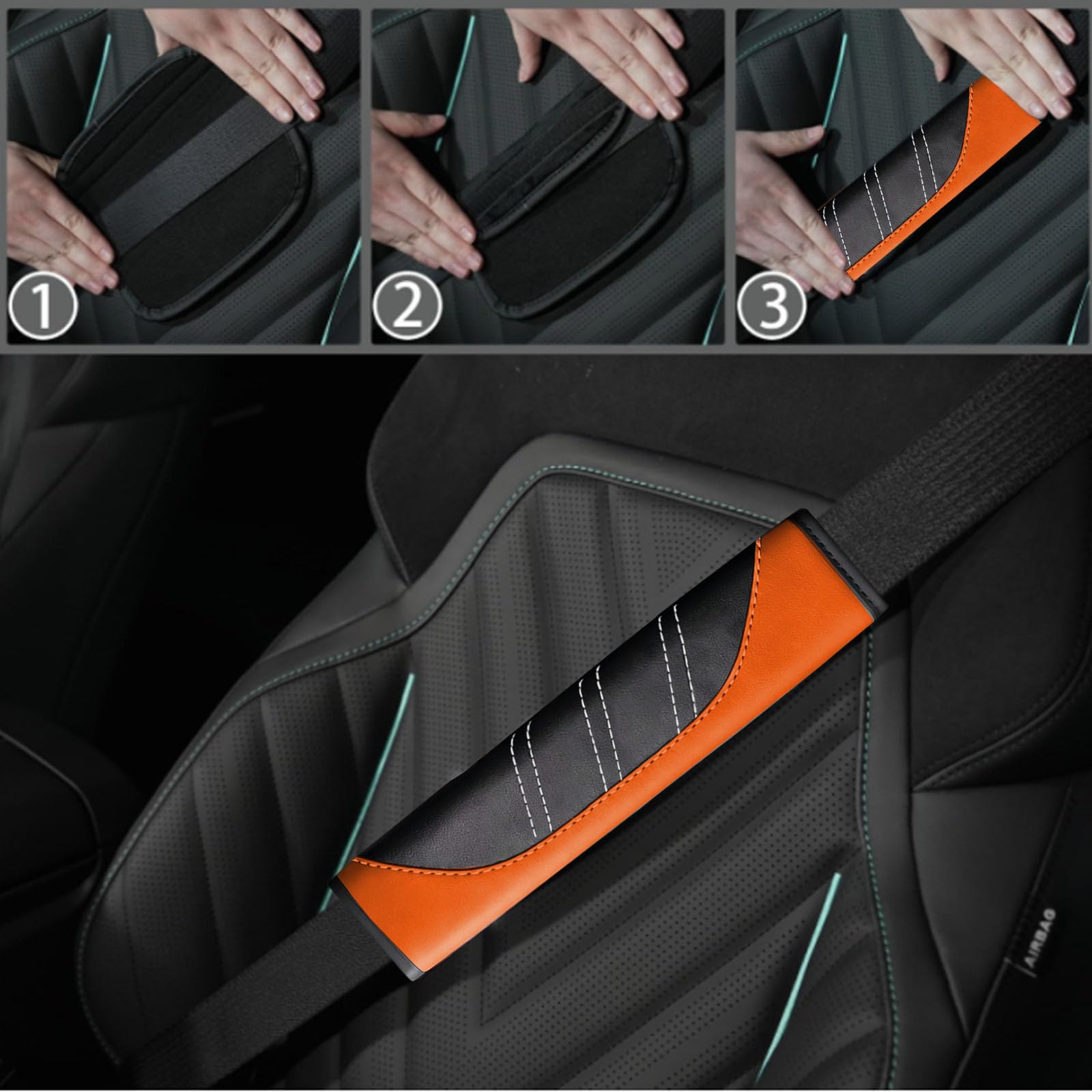 NBTEPEM steering wheel cover installed in car interior enhancing grip and style