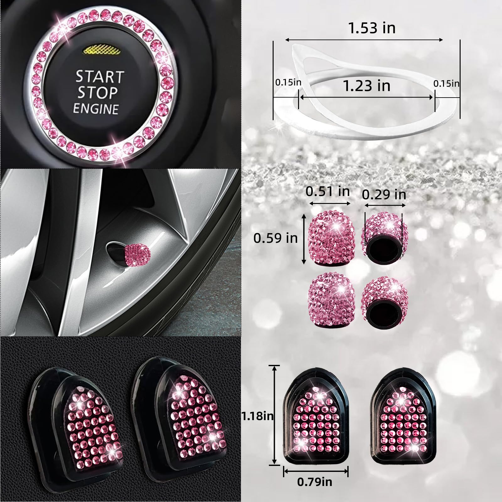 NBTEPEM lifestyle car interior shot demonstrating cohesive pink bling styling