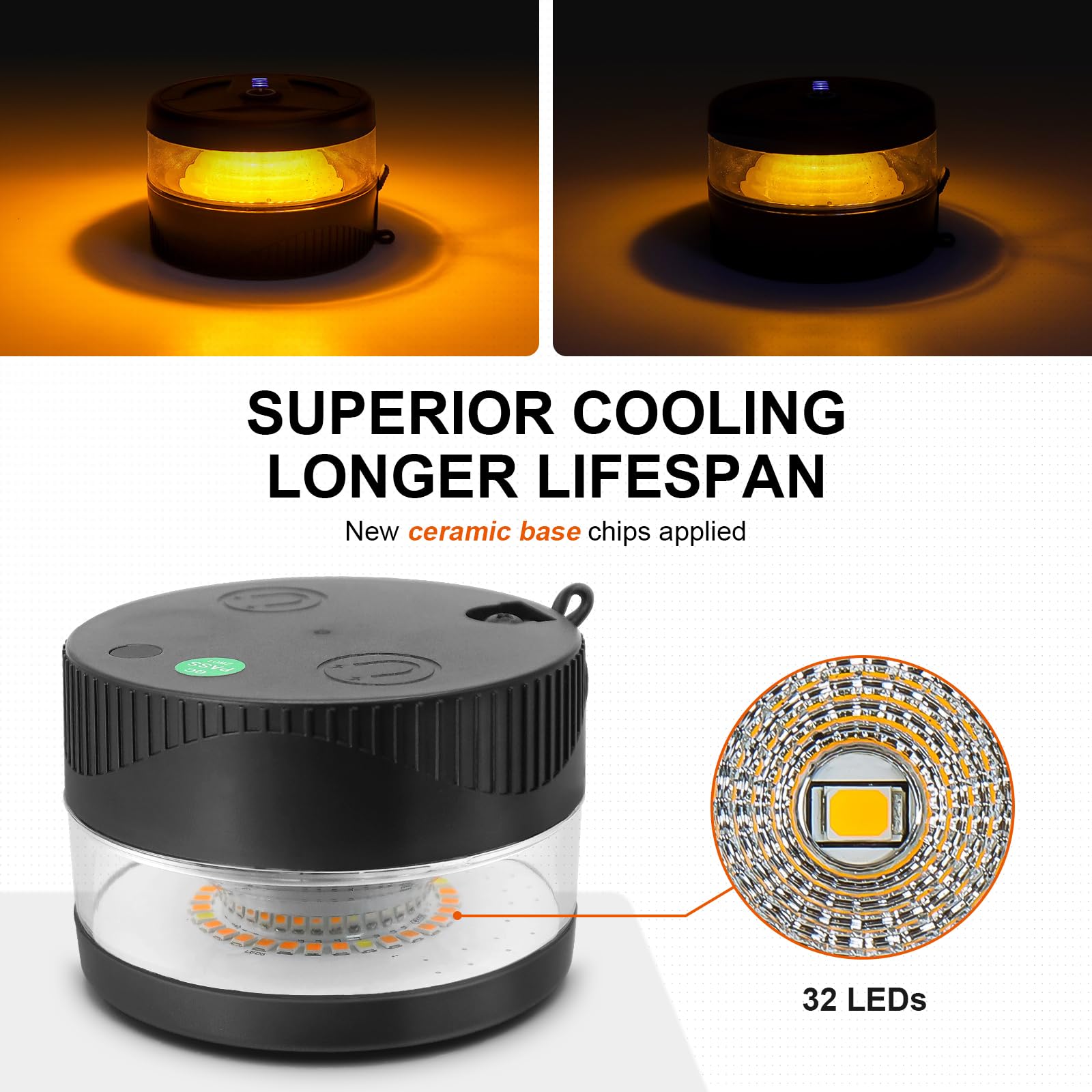 NeaLia LED array detail displaying ceramic chip cooling for longer life