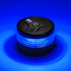 NeaLia front view blue beacon showing compact warning light and visibility benefit